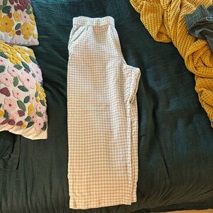 Beige Gingham cropped pant